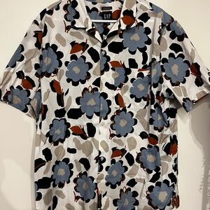 GAP Men's Casual Floral Shirt - Blue, Black, and Brown